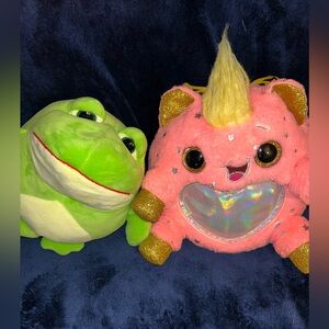 Green Frog and Pink Unicorn Plush Pet Toys